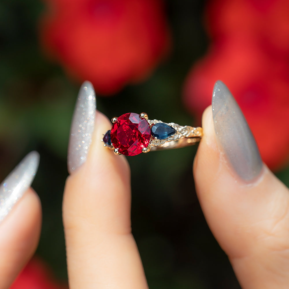 Lab-Grown Ruby and Sapphire Ring