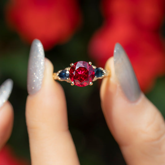 Lab-Grown Ruby and Sapphire Ring