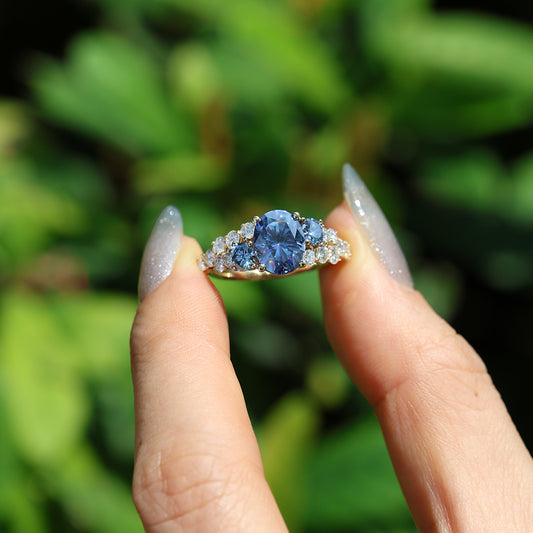 Gray 1.98ct Oval Moissanite Ring