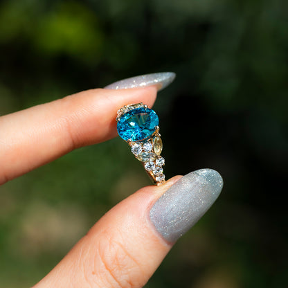 Oval Santa Maria Moissanite Ring