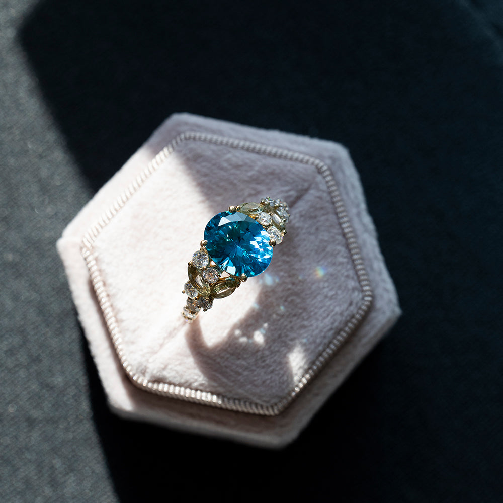 Oval Santa Maria Moissanite Ring