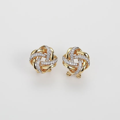 18K Gold  Vintage Earrings with Diamond