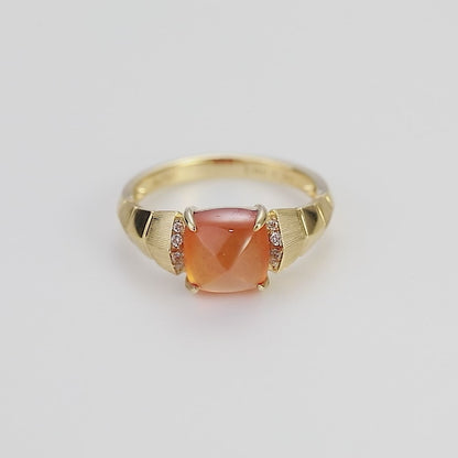 18K Gold Natural Fanta Orange Garnet Ring