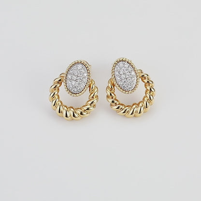 18K Gold Vintage Earrings with Diamond