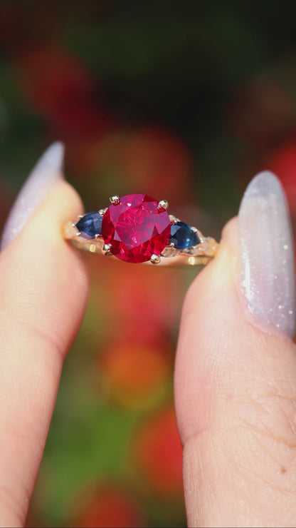 Lab-Grown Ruby and Sapphire Ring