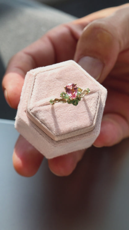 Pink Sapphire with Tourmaline Ring