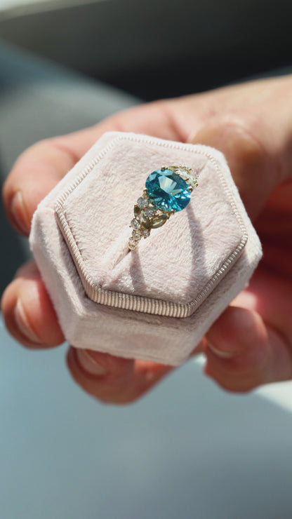 Oval Santa Maria Moissanite Ring