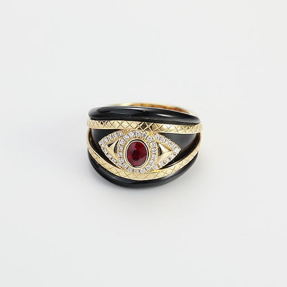 18K Gold Pigeon Blood Red Ruby Ring