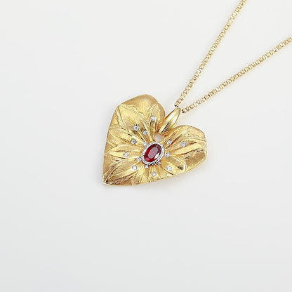 18K Gold Pigeon Blood Red Ruby Necklace