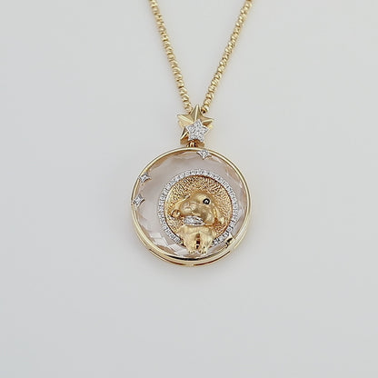 18K Gold Unique Diamond Pendant Necklace