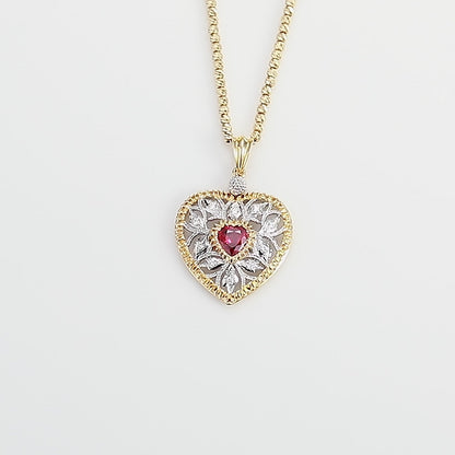 18K Gold Pigeon Blood Ruby Pendant Necklace