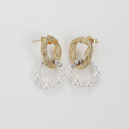 18K Gold Pearls Earrings