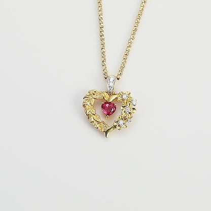 18K Gold Pigeon Blood Ruby Pendant Necklace