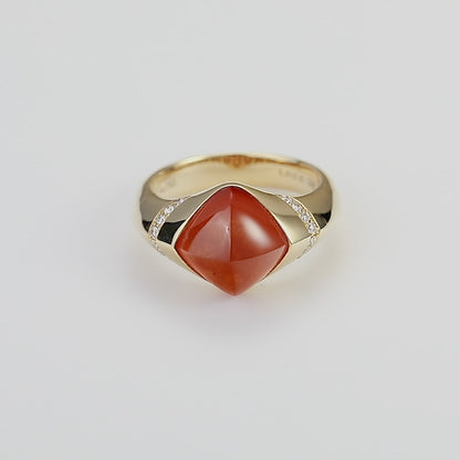 18K Gold Natural Fanta Orange Garnet Ring